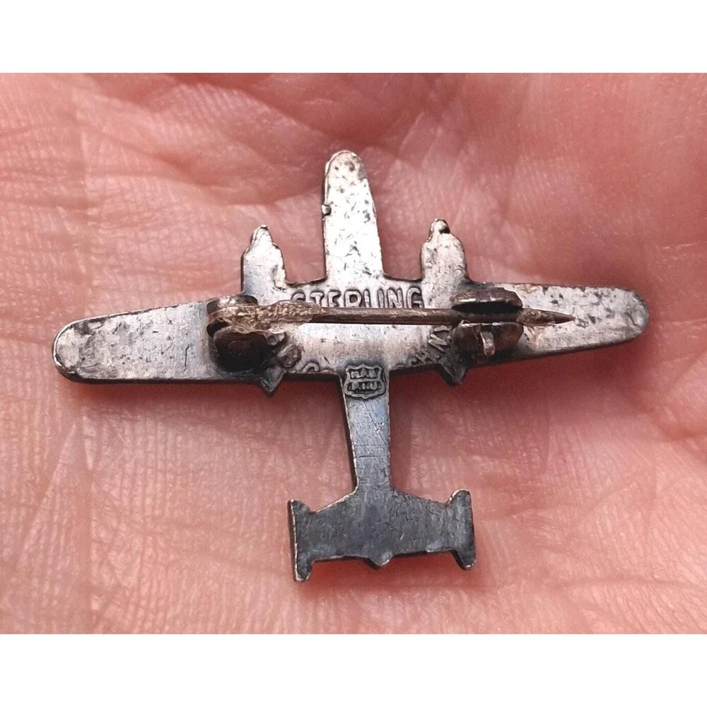 WW2 Sweetheart Airplane Brooch Sterling Silver